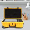 22 x 14'' x 9.3'' Waterproof Protective Hard Case with Wheels, Rolling Hard Shell Camera Case with Forms, Shockproof Hard Travel Case for Laptop, Tablet Camera Equipment, Lenses Electronics (Yellow) view 2