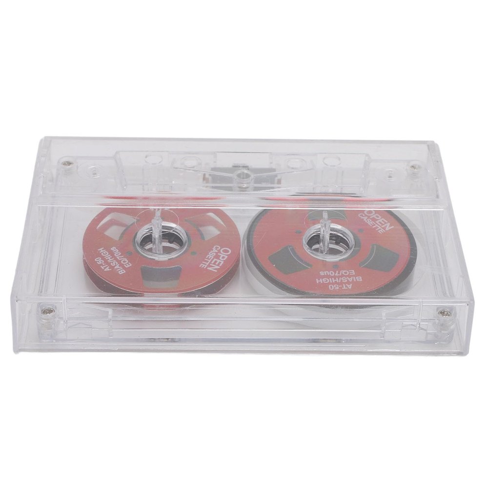 Acouto Metal Reel Blank Cassette Tape, Blank Sound Recording Cassette Tape, 50 Minutes Recording Time ABS Shell Alloy Material Ideal Musicians and Bands Portable Design Transparent Box
