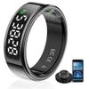 LCD Display Smart Ring - Sleep Tracker Touch Control Ring with Heart Rate/Blood Oxygen/Step Counter, Wireless Charging Dock, 5ATM Waterproof Fitness Tracker, No Subscription Fee for iOS/Android view 1