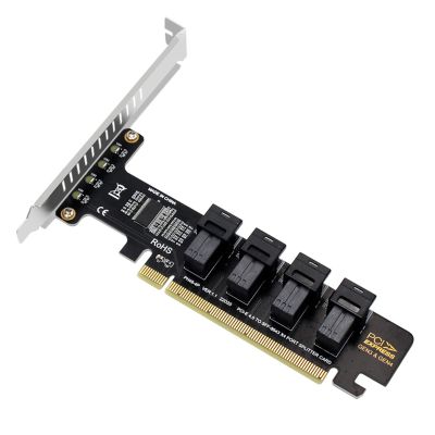QINGFAN PCIE 16X to 4 Port Split Expansion Card PCIE 16X to 4 Port SFF-8643/8639 Split Card Data Transfer Expansion Card