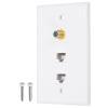 MECCANIXITY Cat 6 Ethernet Wall Plate, 3 Port White F-Plug Female to Female RJ45 Key-Stone Jack Wall Plate Jack Inline Coupler Connector Box Covers, White view 1