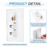 MECCANIXITY Cat 6 Ethernet Wall Plate, 3 Port White F-Plug Female to Female RJ45 Key-Stone Jack Wall Plate Jack Inline Coupler Connector Box Covers, White view 3