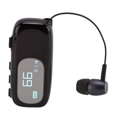 FOSA On Headset, Retractable Wireless Headset with LCD Digital Power Display Vibration Alert Voice Caller Number for Driving Business (Electroplated Bright Black)