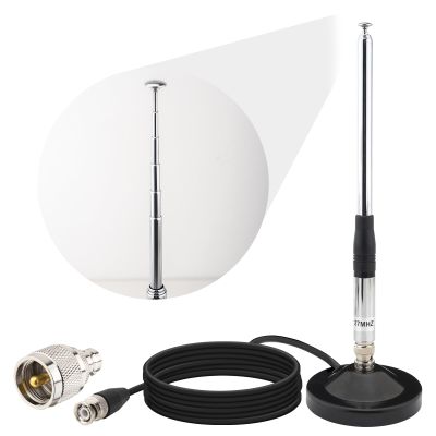 YOTENKO 27MHz CB Antenna Magnetic 9-Inch to 51-inch, BNC Male Telescopic Antennas for CB Handheld/Portable Radio, Compatible with Cobra Midland Uniden President Radio