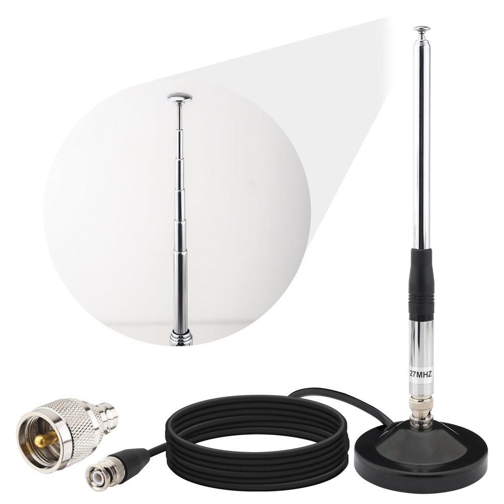 YOTENKO 27MHz CB Antenna Magnetic 9-Inch to 51-inch, BNC Male Telescopic Antennas for CB Handheld/Portable Radio, Compatible with Cobra Midland Uniden President Radio