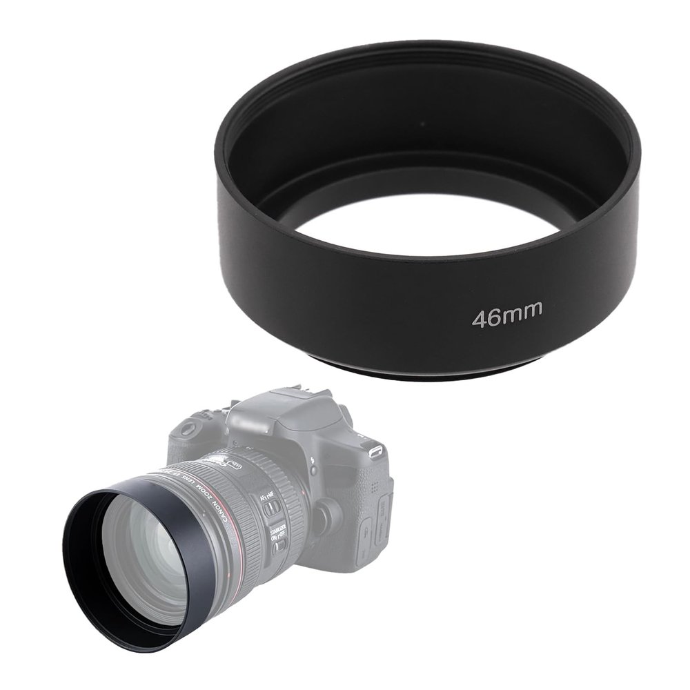 35/46/49/52/55/58/62/67/72/77/82mm Metal Standard Hood Black Standard Screw-in Mount Metal Lens Hood (46mm)