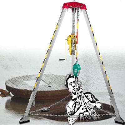 Heavy Duty Fire Tripod with 7 Feet Legs and Safe Belt, 2600lbs Winch Confined Space Rescue Tripod for Manhole and Sewage Wells
