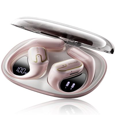 2026 Upgraded Open Ear Headphones,Over Ear Earbuds with Ergonomic Earhook,Bluetooth Headphones 6.0 with Smart Digital Display,80H Playtime,IPX7 Waterproof,Touch Control Operate Fit Cycling (Pink)