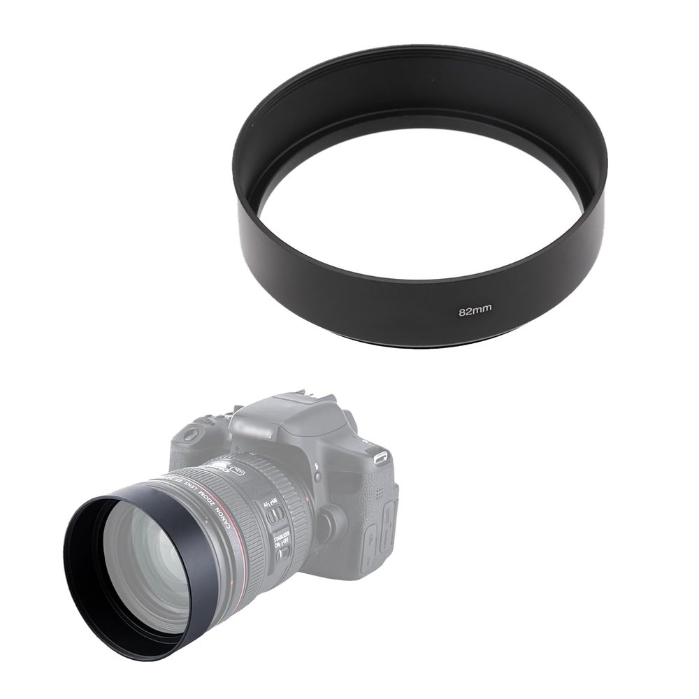 35/46/49/52/55/58/62/67/72/77/82mm Metal Standard Hood Black Standard Screw-in Mount Metal Lens Hood (82mm)