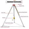 Aluminum Manhole Rescue Tripod Kit with 1800lbs Winch, 15m Fall Arrester, Lifting and Rescue Equipment for Well, Sewer Tunnel - Confined Space Rescue Tripod Kit view 3
