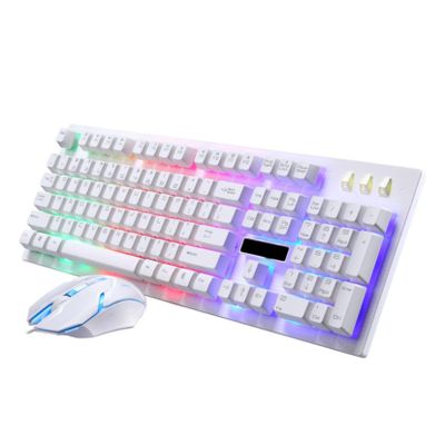 1Set Luminous Wired Gaming Keyboard and Set Stylish Mechanical Gaming Kit for Home Office and Use High End Wear Resistant Design
