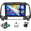 4GB+64GB, 8 Core Qualcomm Car Stereo Radio for Hyundai Santa Fe 2006-2012 Android 13 Wireless CarPlay Android Auto 9 Inch IPS Touchscreen GPS Navigation Bluetooth 5.1 DSP WiFi AHD Backup Camera SWC view 1