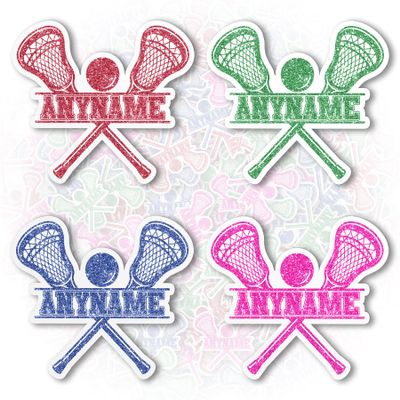 Custom Glitter Name Sticker Personalized Sports Lacrosse Racket Player Name Number Waterproof Vinyl Stickers for Laptop Water Bottle Cars Phone Case Decal Decor Stuff Gifts