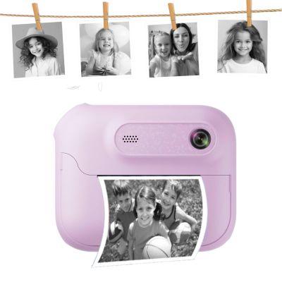 Instant Print Digital Camera with MP3 & Game, 48MP 1080P HD Instant Print Camera with 6X Zoom & 20 Creative Frames, for Photography Enthusiasts (Pink) (Blue) (Green) (Purple)