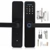 Biometric Fingerprint Door Lock with IC Card, Password, Key, Black Digital Smart Entry for Home Office Security with Unlock Control view 1