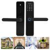 Biometric Fingerprint Door Lock with IC Card, Password, Key, Black Digital Smart Entry for Home Office Security with Unlock Control view 2