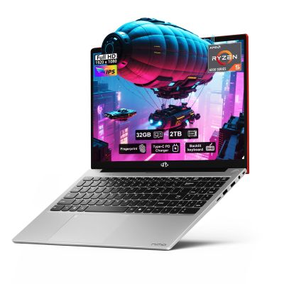 NIMO 15.6'' FHD IPS Business-Laptop-Computer - AMD Ryzen 5 6600H, 32GB DDR5 RAM 2TB SSD(Beat R7 5700U, 6 Cores Up to 4.5GHz), 100W Type-C, 6 Cores 660M GPU, Fingerprint, Backlit Keyboard, Win 11