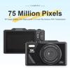 5K Digital Camera for Photography, 75MP Autofocus Vlogging Camera with 3 inch Flip Screen, 18X Anti-Shake Compact Camera for Travel and Daily Use (Black) view 4