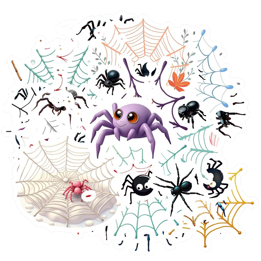 100Pcs Cute Spider Stickers,Waterproof Cartoon Animal Sticker for Spider Party Gift Adult Teen Water Bottle Laptop Phone Cases Scrapbooking