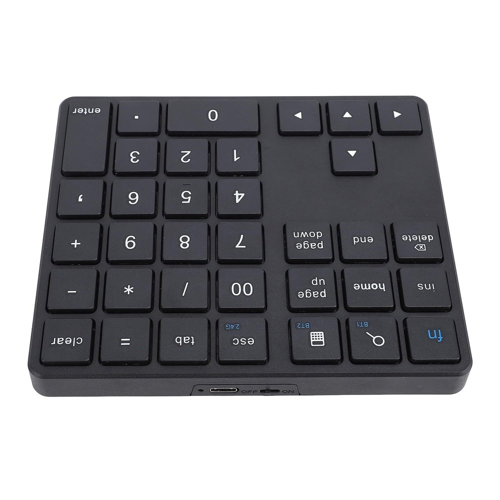 Wireless Number Pad, 35 Keys Bluetooth Numeric Keyboard with 2.4G Wireless Receiver for PC for OS X for Smartphone (Gray) (Black)