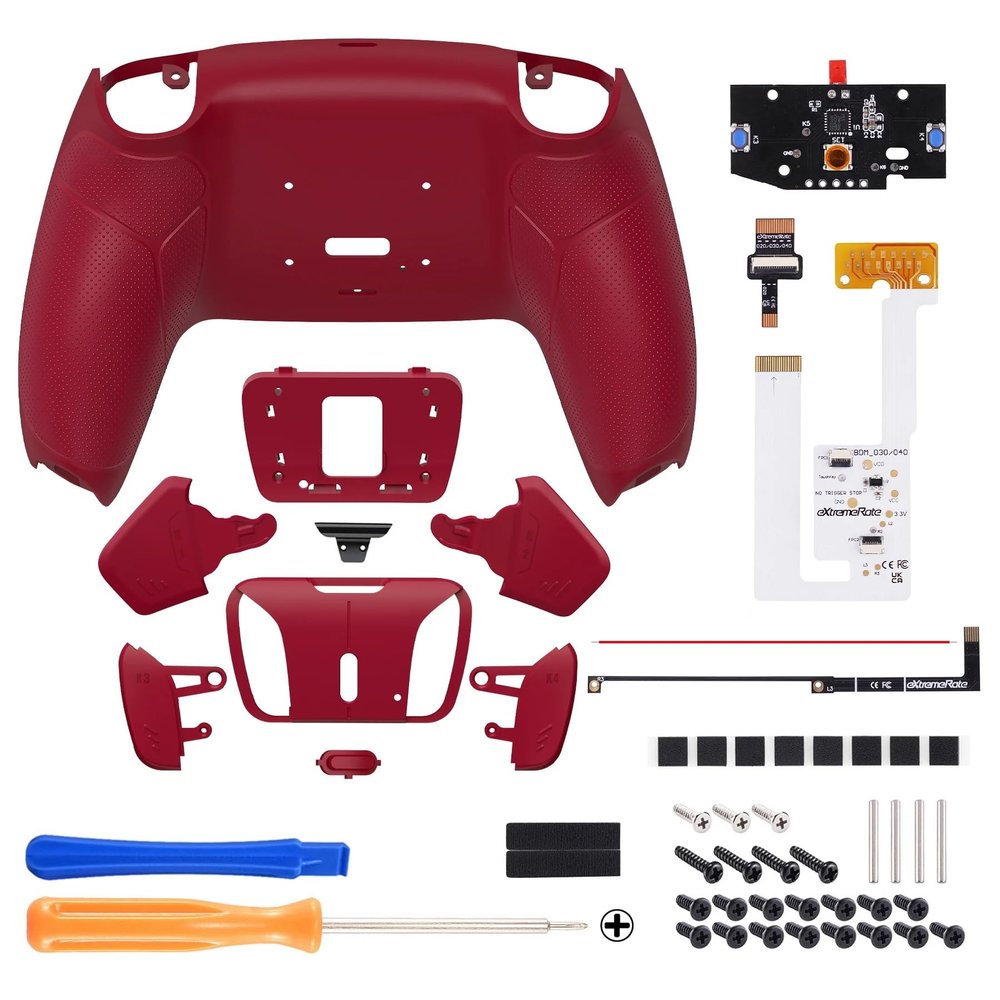 BoBoHui Remap Kit Controller BDM-030/040/050, Upgrade Board & Redesigned Back Shell & Buttons for EXtremeRate Programable RISE4 V3 for ps5(Red)