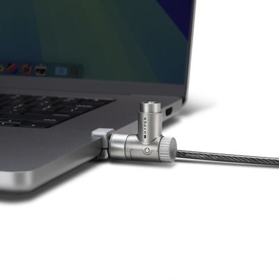 HyperShield MacBook Pro Cable Laptop Lock  Tool-Free MacBook Security Lock w/ 6.5 Ft. Steel Cable, Full Port Access  for 14 & 16 Apple Silicon Devices  Ideal for Public Spaces