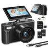 4K/5K Digital Camera  75MP UHD Vlogging Camera for Photography & Video, WiFi, Autofocus, 3" Flip Screen, 18X Zoom  Compact Starter Kit (Black) view 1