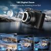 4K/5K Digital Camera  75MP UHD Vlogging Camera for Photography & Video, WiFi, Autofocus, 3" Flip Screen, 18X Zoom  Compact Starter Kit (Black) view 3