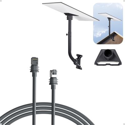 Adjustable Mounting Kit with Aluminum Pipe Adapter Pole Mount for Starlink Standard/Gen 3, Ethernet Cable for Starlink Standard/Gen 3 and Mini 5M/16.5FT