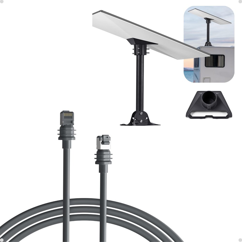 Adjustable Mounting Kit with Aluminum Pipe Adapter Pole Mount for Starlink Standard/Gen 3, Ethernet Cable for Starlink Standard/Gen 3 and Mini 5M/16.5FT