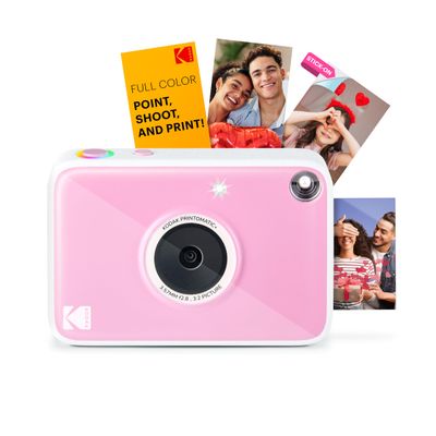 Kodak Printomatic+ Instant Print Digital Camera (Pink) 10MP Portable Camera with Interactive RGB LED Status Indicator, Prints Full-Color Photos on Zink 2x3 Sticky-Backed Photo Paper - Easy & Fun
