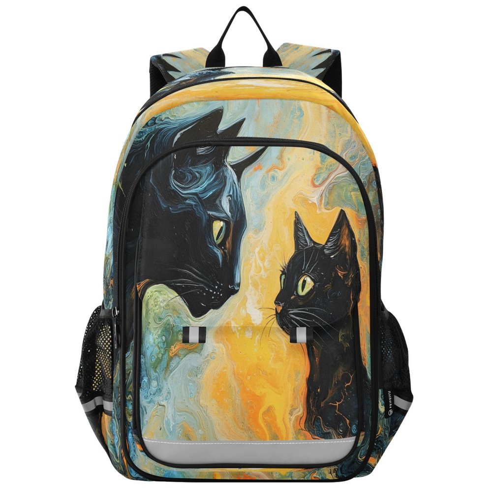 ALAZA Two Black Cats Looking at Each Other School Backpacks Travel Laptop Bag Kids Bookbag for Girls Boys Teens Women Men