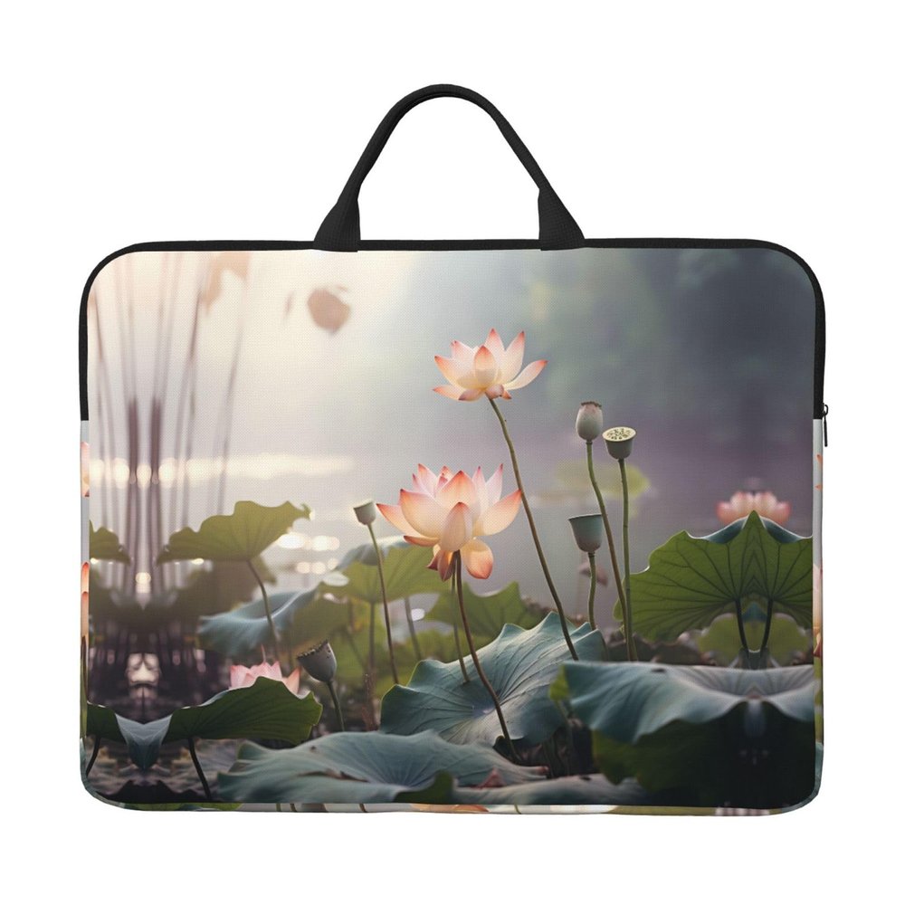 Lotus Flower Patterned Laptop Sleeve (16.5x12.2 inches), Anti-Collision Protective Shell, Portable Handheld Design