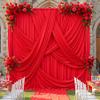 10ft12ft Red Backdrop Curtain for Wedding Parties, 2 Panels Wrinkle Free Polyester Photo Backdrop Drapes Back Drop Cloth for Memorial Day Birthday Photography Background view 1