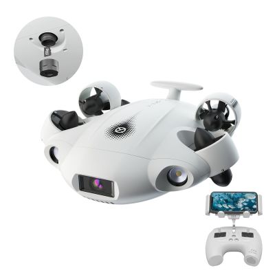 2025 NewV-EVO 4K60FPS Underwater Drone Kit with Removal SD Card, QYSEA AI Vision Lock 360 Omnidirectional Movement Underwater ROV with Depth Hold, Portable Robot with VR Control, Posture Lock