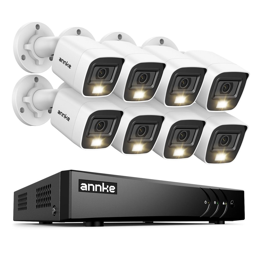 ANNKE 2MP Security Camera System, 16CH 3K Lite DVR Recorder with AI Motion Detection, 8X 1080P (19201080) Add-on Wired White Cams with Smart Color Night Vision, IP67, 3.6mm Lens, No Hard Drive