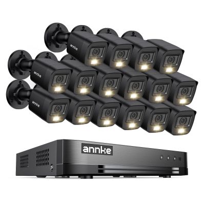 ANNKE 2MP Security Camera System, 16CH 2MP Lite DVR Recorder with AI Motion Detection, 16x 1080P (19201080) Add-on Wired Black Cams with Smart Color Night Vision, IP67, 3.6mm Lens, No Hard Drive