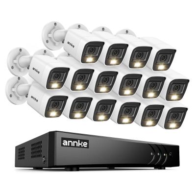 ANNKE 2MP Security Camera System, 16CH 3K Lite DVR Recorder with AI Motion Detection, 16x 1080P (19201080) Add-on Wired White Cams with Smart Color Night Vision, IP67, 3.6mm Lens, No Hard Drive