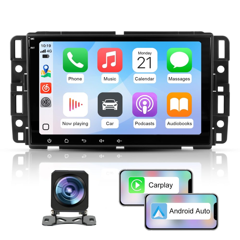 AWESAFE 8" Car Radio Stereo for Chevy Silverado GMC Sierra Yukon Buick 2007-2013 with Wireless CarPlay & Android Auto 4Core 64GB