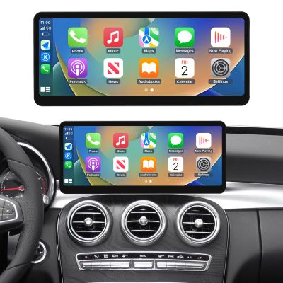 NINETOM 2026 Upgraded 12.3" Ultra-Narrow Touchscreen Wireless CarPlay Android Auto Receiver Compatible with Mercedes-Benz C/GLC-Class W205 (20152018), for NTG 5.0/5.1/5.2 System