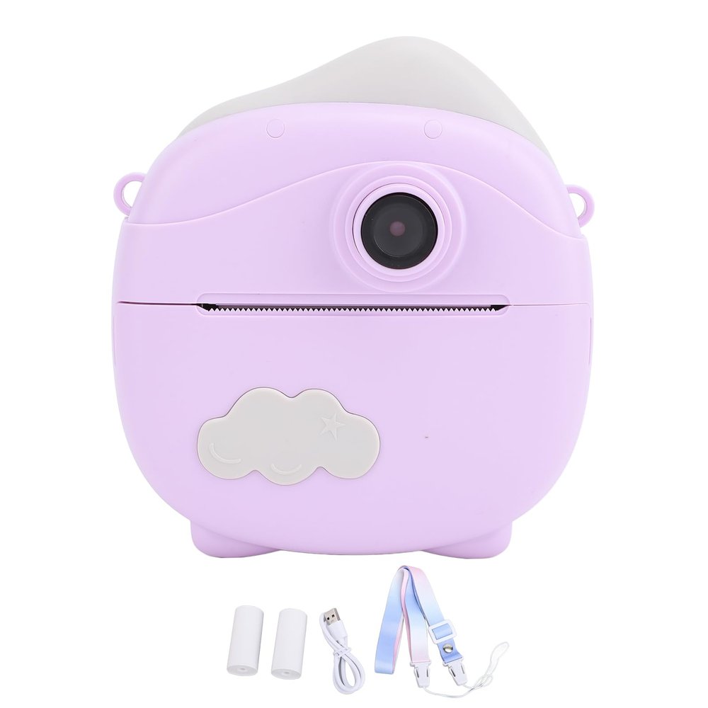 Instant Camera 12MP FHD Digital Zoom 2.4 Inch Screen 800mAh Thermal Instant Print Camera for Travel Selfie (Purple)