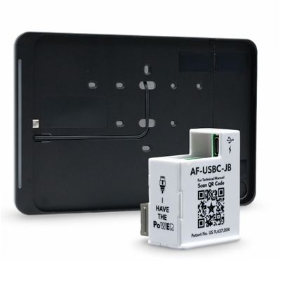 PoE Texas 10th Gen iPad Wall Mount with LED Status Indicator Black Aluminum Office Conference Room Display Tablet Surface Mount Dock, Dash App - Bundled with AF-USBC-JB PoE Adapter