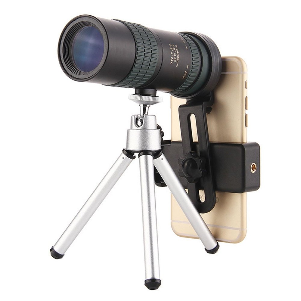 8-24 * 30 Monocular Telescope HD Monocular Telescope Mobile Phone Binoculars Lens BAK4 Waterproof with Bracket Tripod for Adult Bird Watching Outdoor Travel Seeing