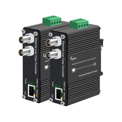 Zhpuostd EOC Converter, Ethernet Over Coaxial Adapter with PoE+ & DIN-Rail Mount, Extend IP Camera Network 300m via Existing Coaxial Cable, Plug and Play for CCTV Security System, a Pair