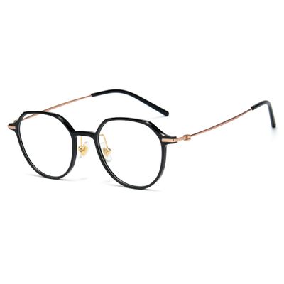 Cyxus Titanium Round Blue Light Blocking Glasses Men Women Computer Gaming Glasses UV400 glasses 8254 Black