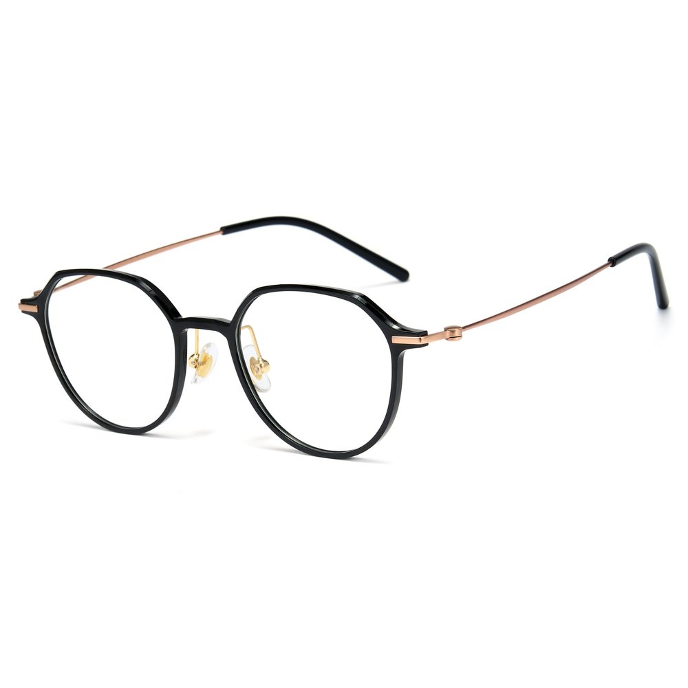 Cyxus Titanium Round Blue Light Blocking Glasses Men Women Computer Gaming Glasses UV400 glasses 8254 Black
