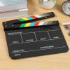 LCZNXJJY Movie Directors Clapboard 11.89.84" Acrylic Film Clapper Board,Photography Video TV Cut Action Scene Blank Clapper,Professional Dry Erase Film Slate for Film Fans (Black-Colorful Stripes) view 1
