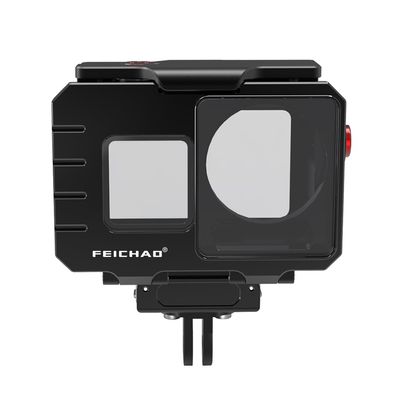 FEICHAO 80m Diving Camera Case 1/4 Positioning Hole Underwater Frame Compatible with Action 5 Pro/4/3 Sports Camera (Case+Quick Release Base)