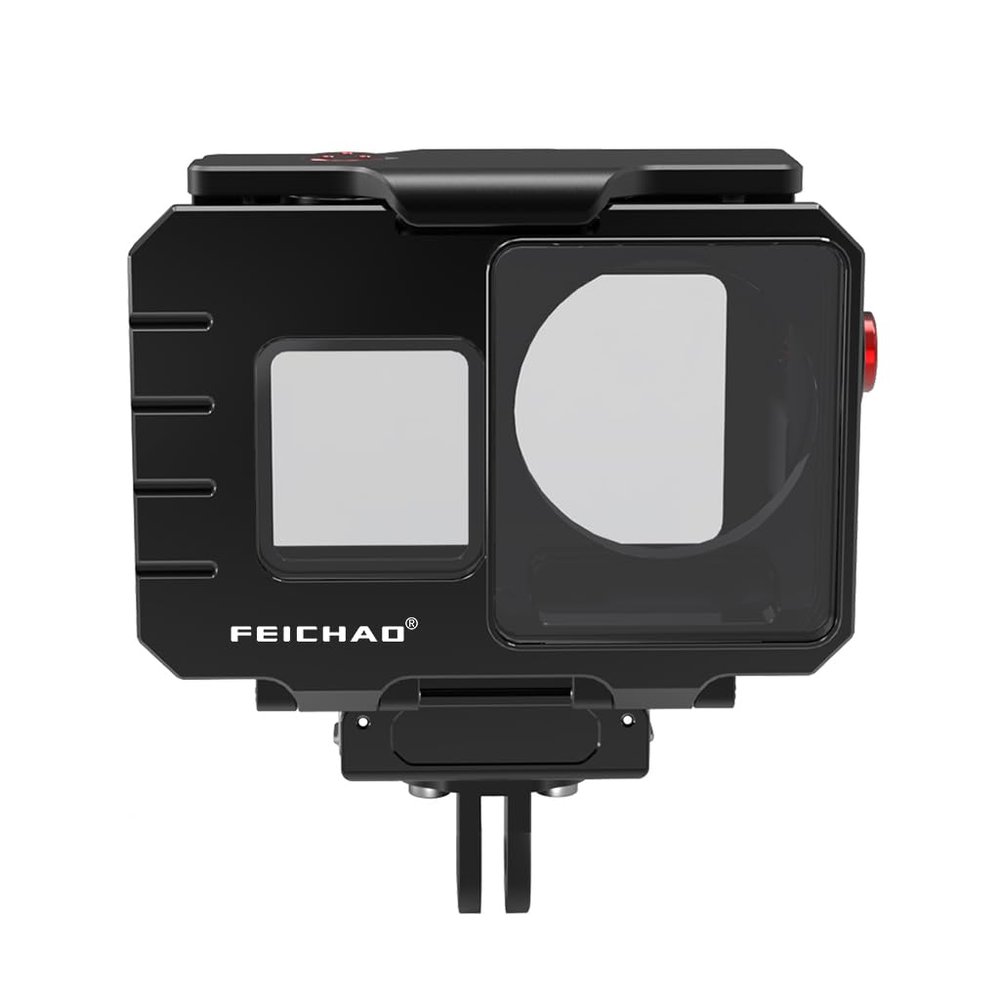 FEICHAO 80m Diving Camera Case 1/4 Positioning Hole Underwater Frame Compatible with Action 5 Pro/4/3 Sports Camera (Case+Quick Release Base)