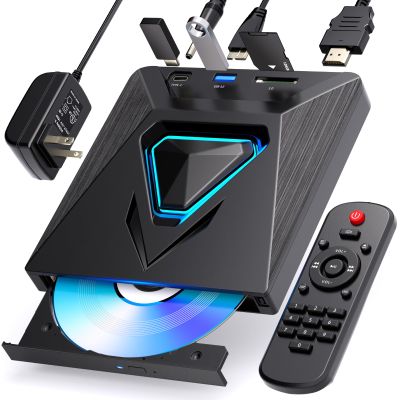 aelrsoch Mini DVD Player HDMI, 1080P HD Small Compact DVD Player for Smart TV with All Region Free, DVD CD Player, USB/TF Card Input, Remote Control, Support PAL/NTSC(Black)